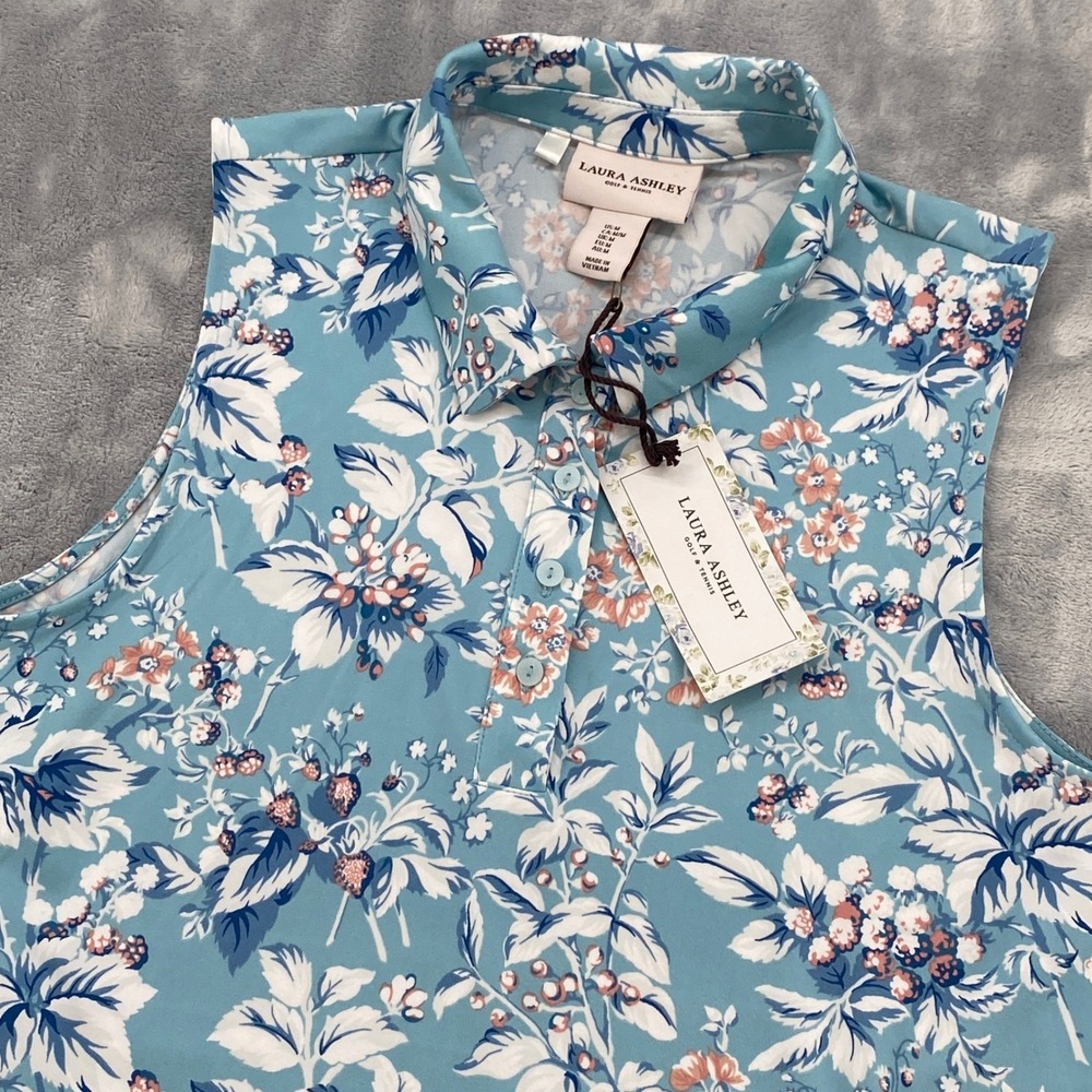 Laura Ashley Golf & Tennis Medium Blue Floral Sleeveless Pleated Athletic Dress